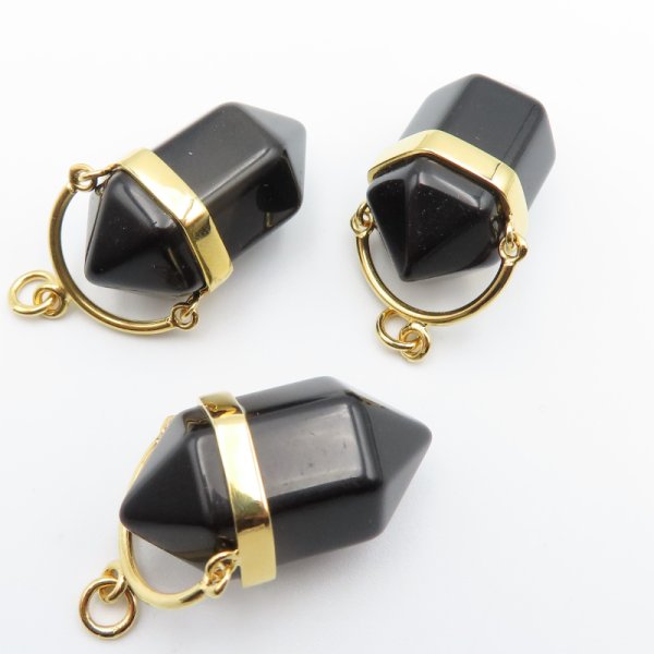 Zawieszka sopel ONYKS  w oprawie - srebro złocone