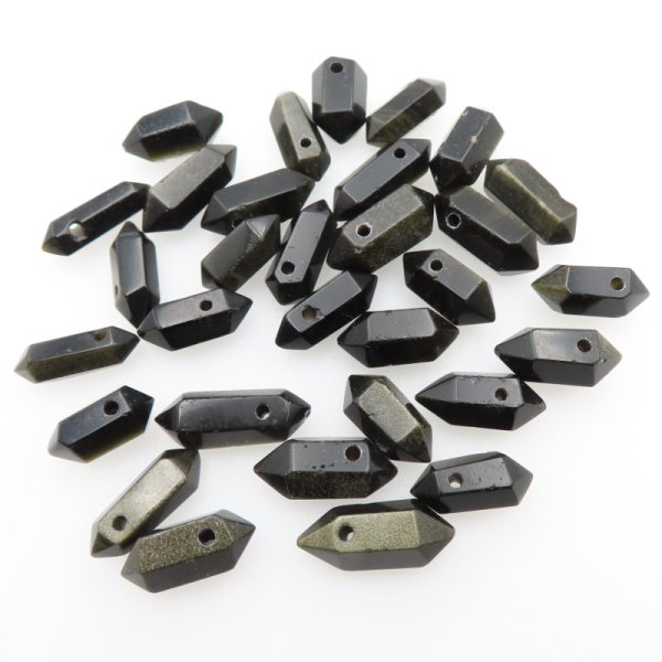 Obsydian złoty - sople wiercone 18-23x8-9mm (sztuka)