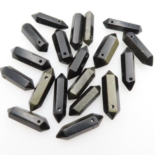 Obsydian złoty - sople wiercone 35-38x11-12mm (sztuka)