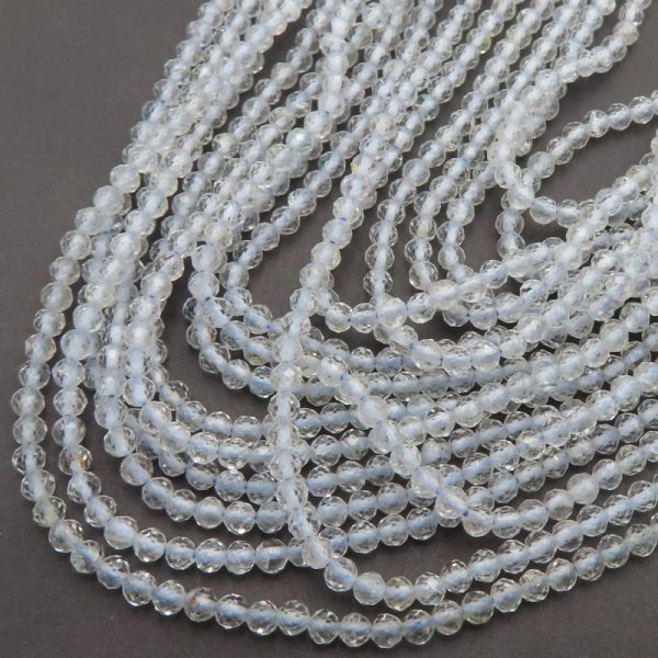 Topaz niebieski fasetowany (wysoka jakość) - kulki 3 mm (sznur) 