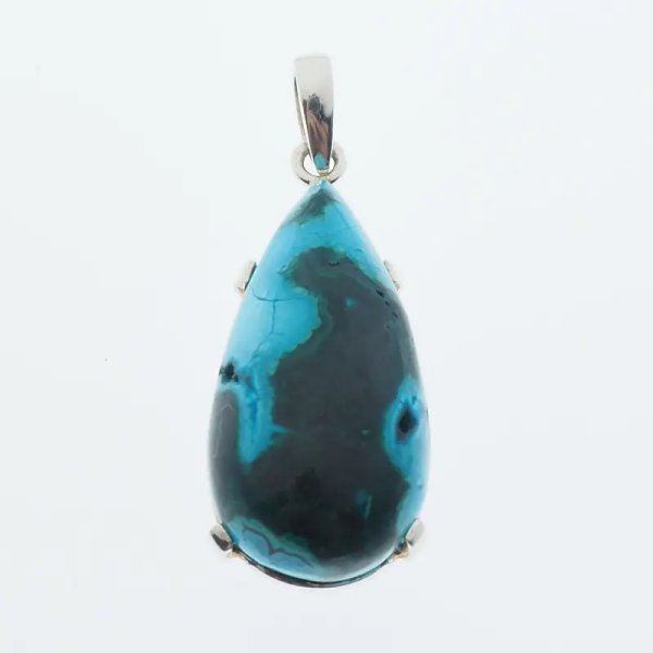 Chryzokola i srebro - wisiorek łezka