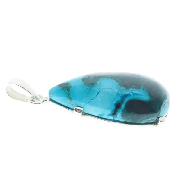 Chryzokola i srebro - wisiorek łezka