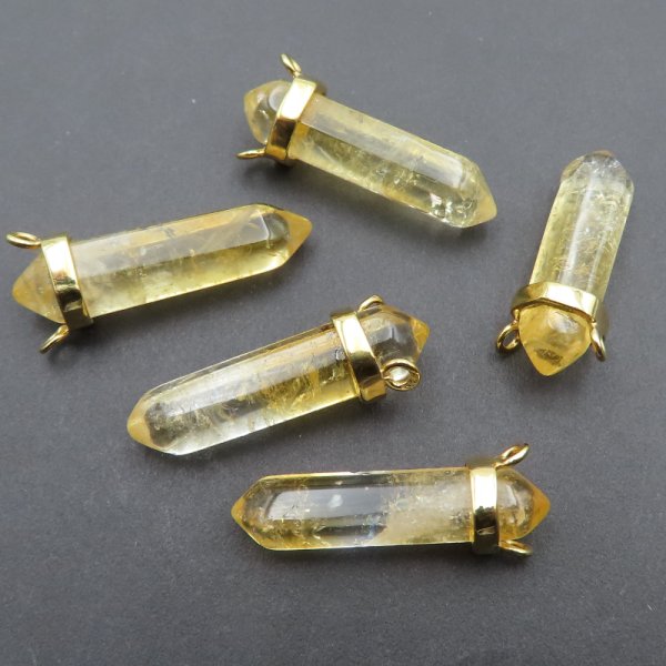 Zawieszka mały sopel Cytryn w okuciu - srebro złocone