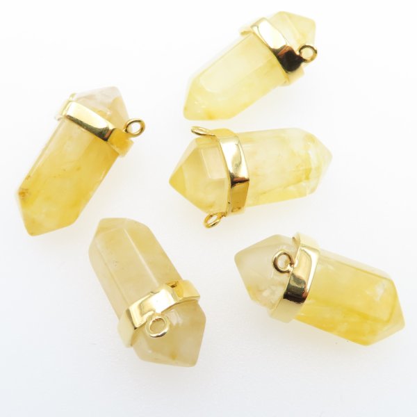Zawieszka sopel CYTRYN (Kwarc Żółty) w okuciu - srebro złocone