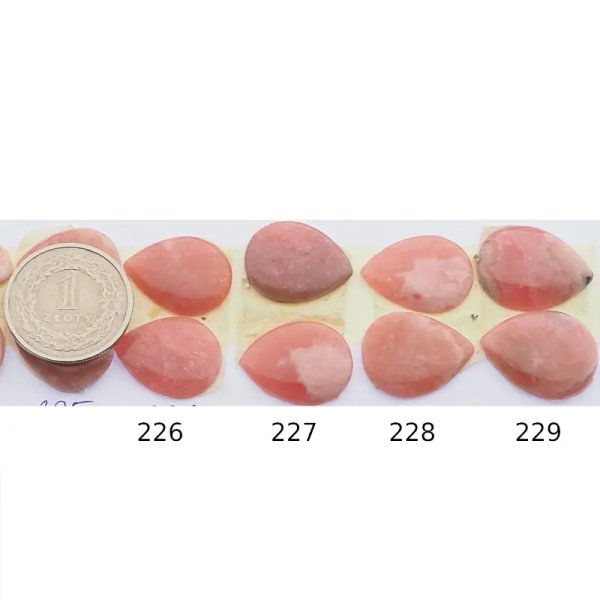 Rodochrozyt 19-19,5x15x3 mm łzy (para) (różne pary do wyboru)