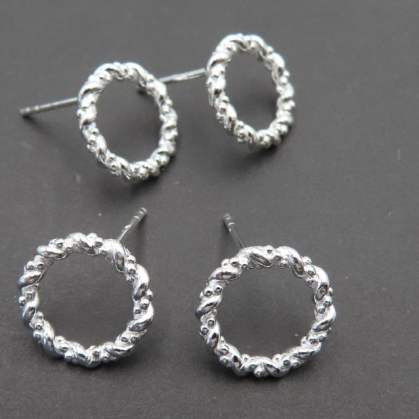 Srebro Ag - sztyfty kółka 12 mm (para)