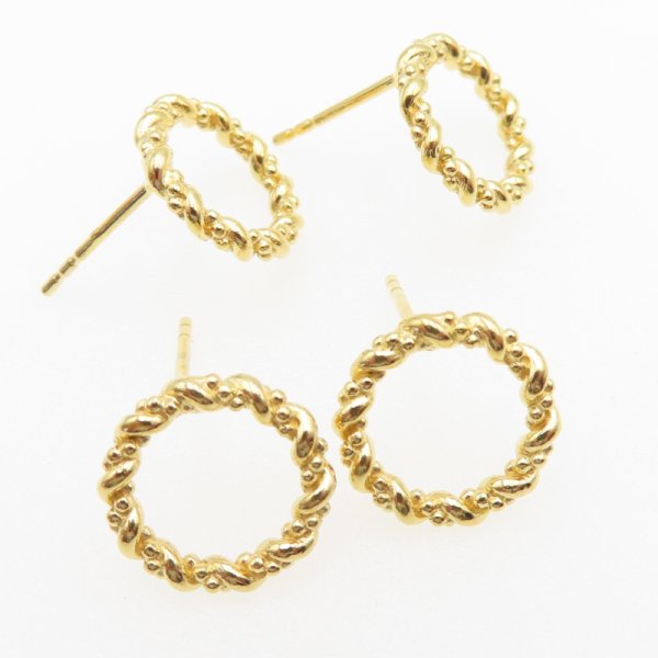 Srebro Ag Złocone - sztyfty kółka 12 mm (para)