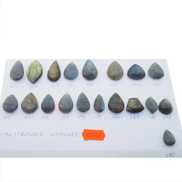 Labradoryt obustronnie wypukły 18-34x12-25 mm łza (różne kamienie do wyboru)