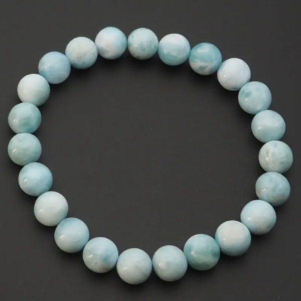 Larimar 8 mm kulki  - bransoleta 19 cm