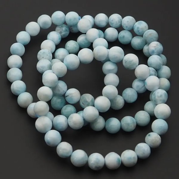 Larimar 8 mm kulki  - bransoleta 19 cm