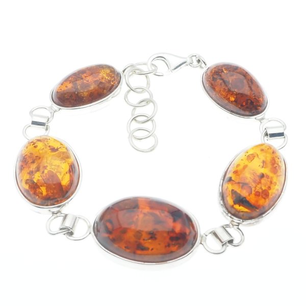 Bursztyn Koniakowy i srebro - bransoleta (3 warianty do wyboru)