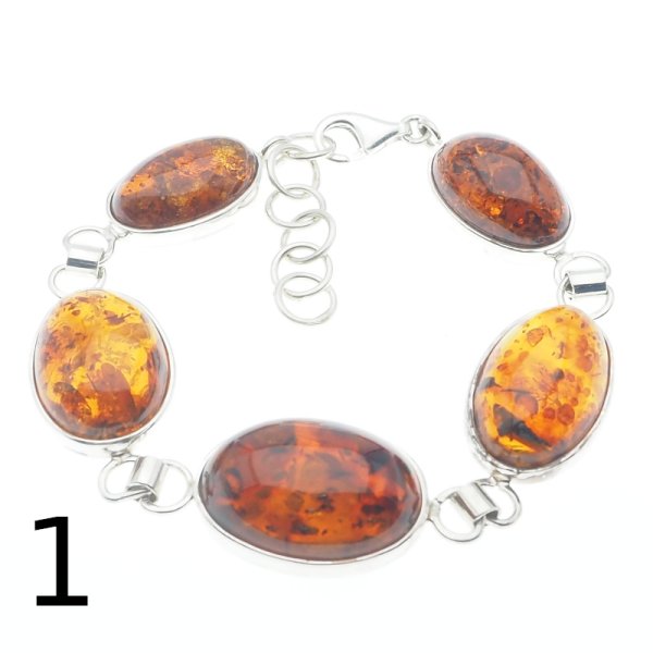Bursztyn Koniakowy i srebro - bransoleta (3 warianty do wyboru)