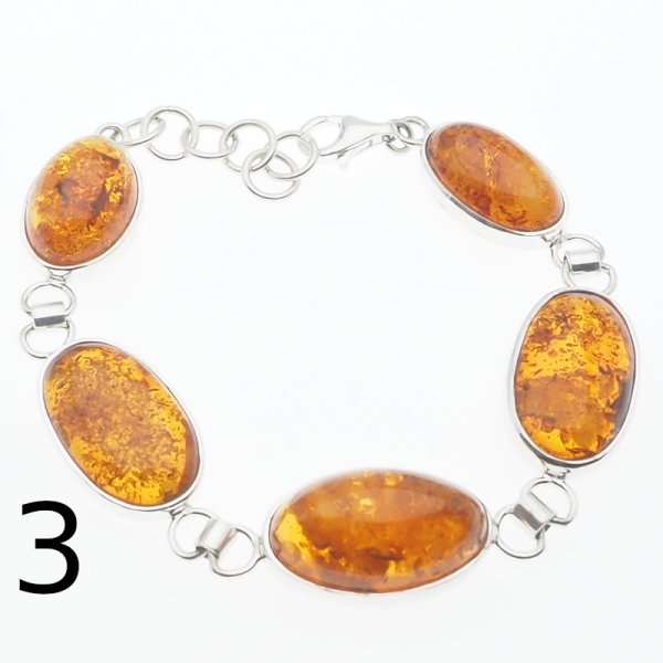 Bursztyn Koniakowy i srebro - bransoleta (3 warianty do wyboru)