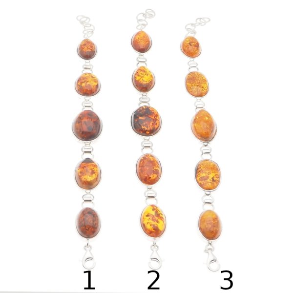 Bursztyn Koniakowy i srebro - bransoleta (3 warianty do wyboru)