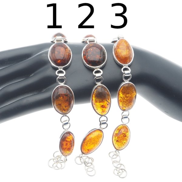 Bursztyn Koniakowy i srebro - bransoleta (3 warianty do wyboru)