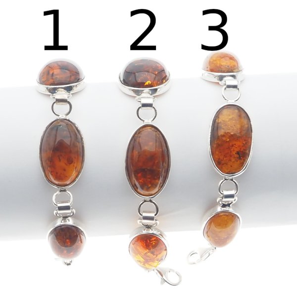 Bursztyn Koniakowy i srebro - bransoleta (3 warianty do wyboru)