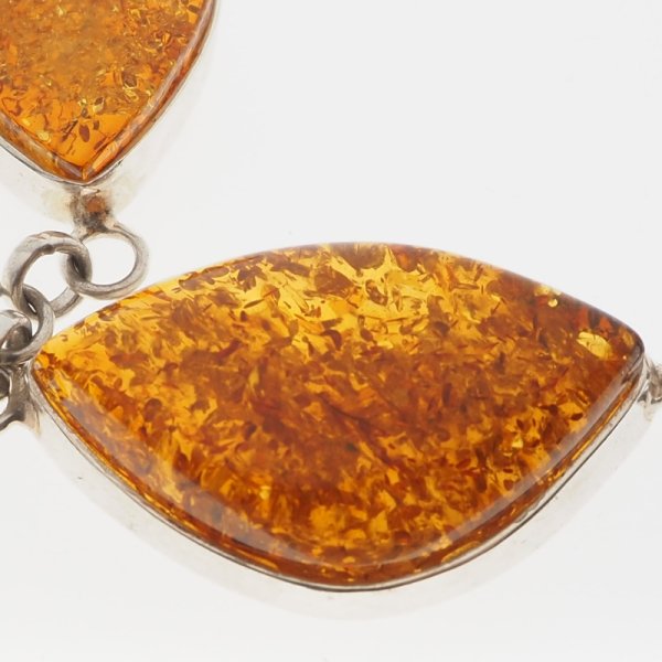 Bursztyn koniakowy z łuskami i srebro - naszyjnik