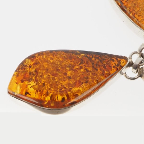 Bursztyn koniakowy z łuskami i srebro - naszyjnik