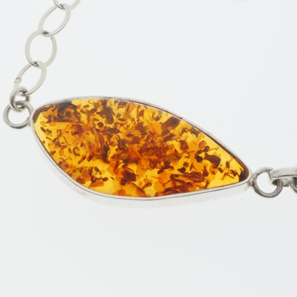 Bursztyn koniakowy z łuskami i srebro - naszyjnik