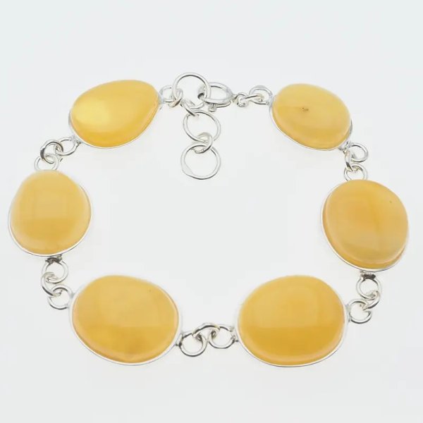 Bursztyn mleczny i srebro - bransoletka (2 warianty do wyboru)