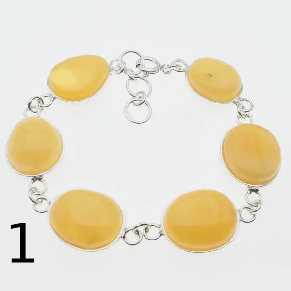 Bursztyn mleczny i srebro - bransoletka (2 warianty do wyboru)
