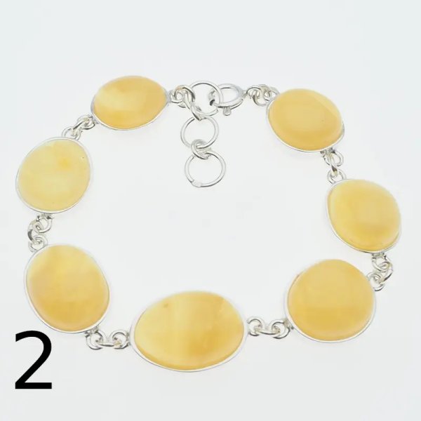 Bursztyn mleczny i srebro - bransoletka (2 warianty do wyboru)