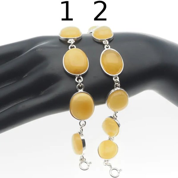 Bursztyn mleczny i srebro - bransoletka (2 warianty do wyboru)