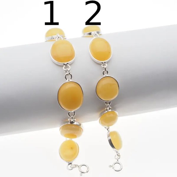 Bursztyn mleczny i srebro - bransoletka (2 warianty do wyboru)