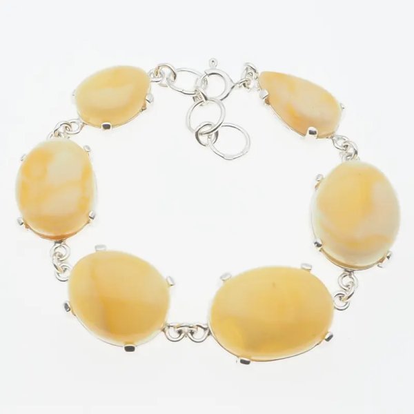 Bursztyn mleczny i srebro - bransoletka