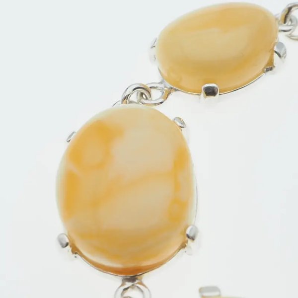 Bursztyn mleczny i srebro - bransoletka