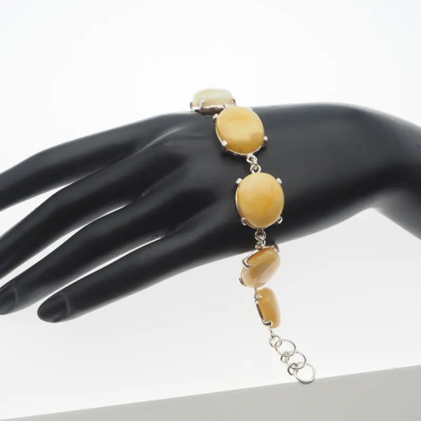 Bursztyn mleczny i srebro - bransoletka