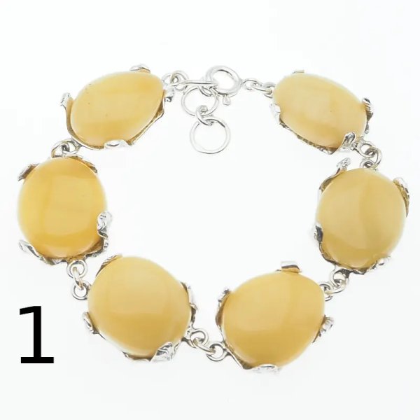 Bursztyn mleczny i srebro oksydowane - bransoletka (2 warianty do wyboru)