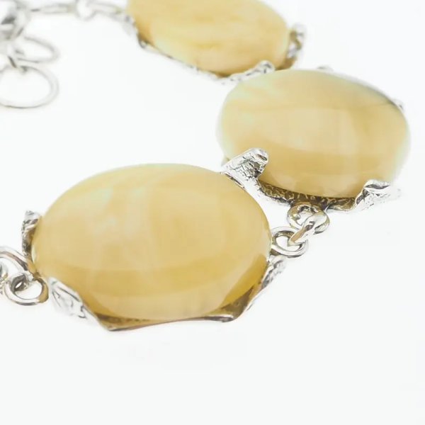 Bursztyn mleczny i srebro oksydowane - bransoletka (2 warianty do wyboru)