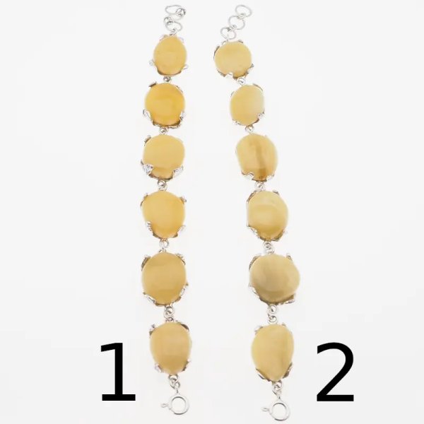 Bursztyn mleczny i srebro oksydowane - bransoletka (2 warianty do wyboru)