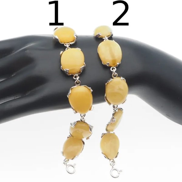 Bursztyn mleczny i srebro oksydowane - bransoletka (2 warianty do wyboru)