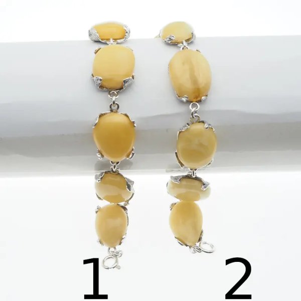 Bursztyn mleczny i srebro oksydowane - bransoletka (2 warianty do wyboru)