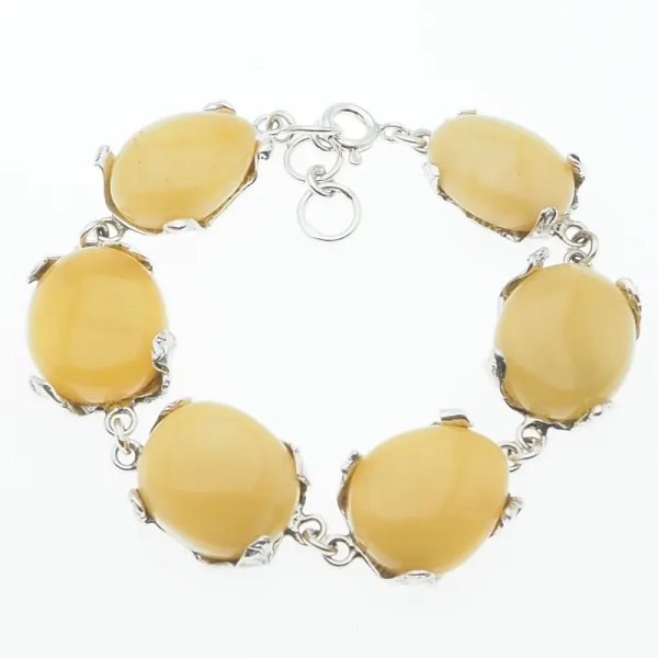 Bursztyn mleczny i srebro oksydowane - bransoletka (2 warianty do wyboru)