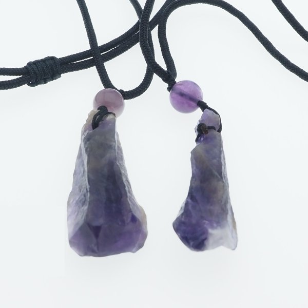 Surowy Ametyst- naszyjnik na sznurku regulowany