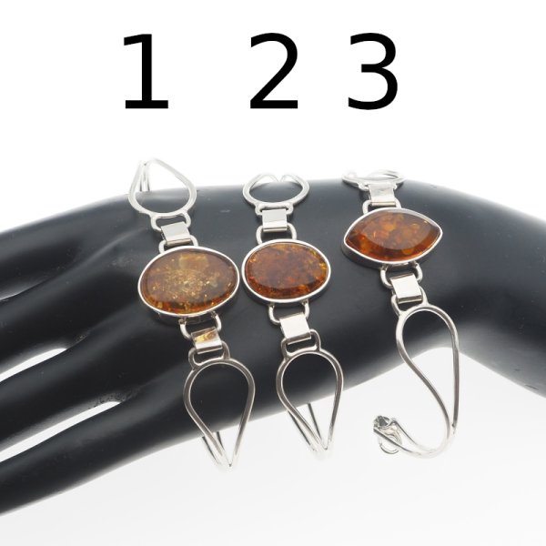 Bursztyn Koniakowy i srebro - bransoleta (3 warianty do wyboru)