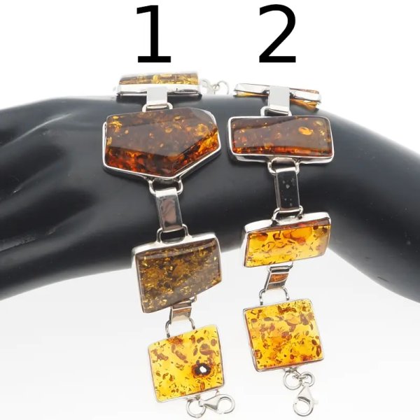 Koniakowy Bursztyn i srebro - bransoleta (2 warianty do wyboru)