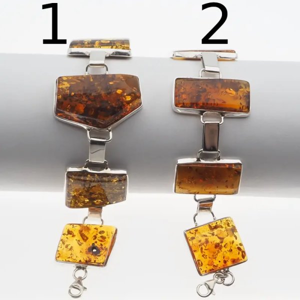 Koniakowy Bursztyn i srebro - bransoleta (2 warianty do wyboru)