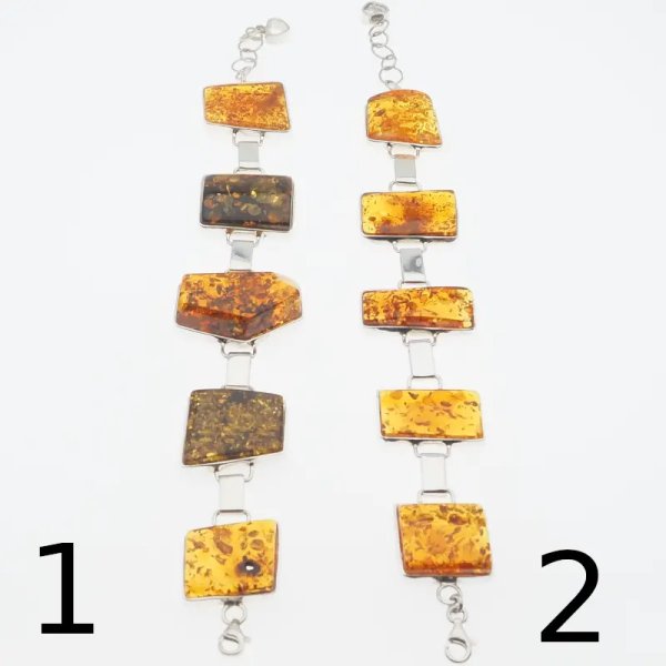 Koniakowy Bursztyn i srebro - bransoleta (2 warianty do wyboru)