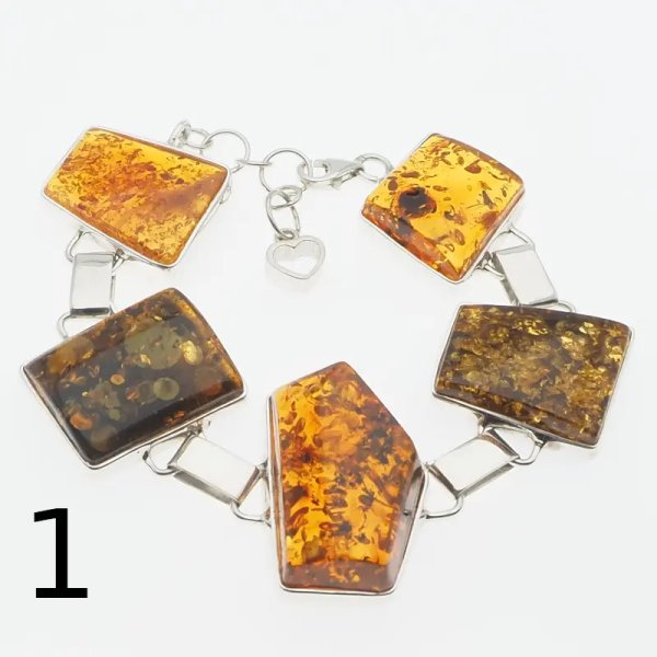 Koniakowy Bursztyn i srebro - bransoleta (2 warianty do wyboru)