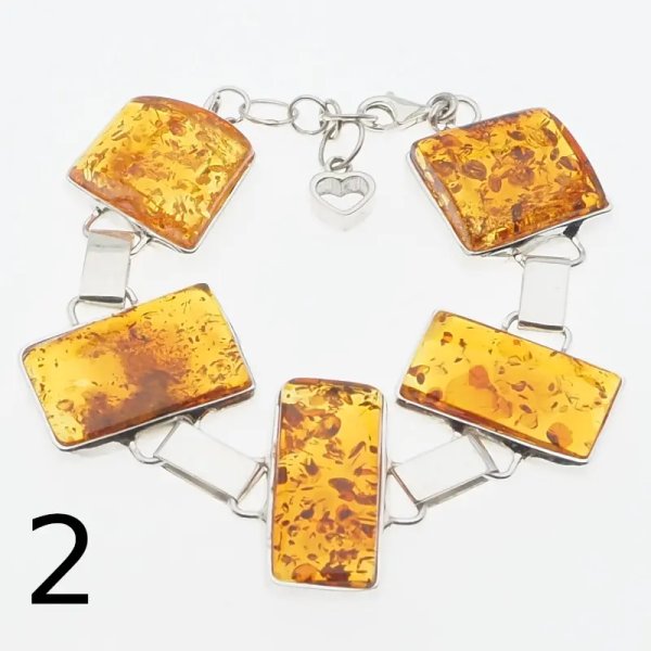 Koniakowy Bursztyn i srebro - bransoleta (2 warianty do wyboru)