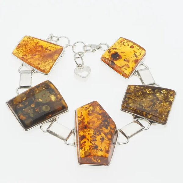 Koniakowy Bursztyn i srebro - bransoleta (2 warianty do wyboru)