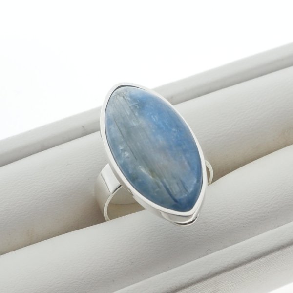 Kyanit markiza w srebrze - pierścionek (Rozmiar Jubilerski 21)