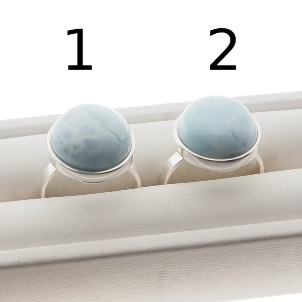 Larimar i srebro - pierścionek okrągły - (rozmiar jubilerski 15 i 16) +/- 2 rozmiary regulacji (2 kamienie do wyboru)