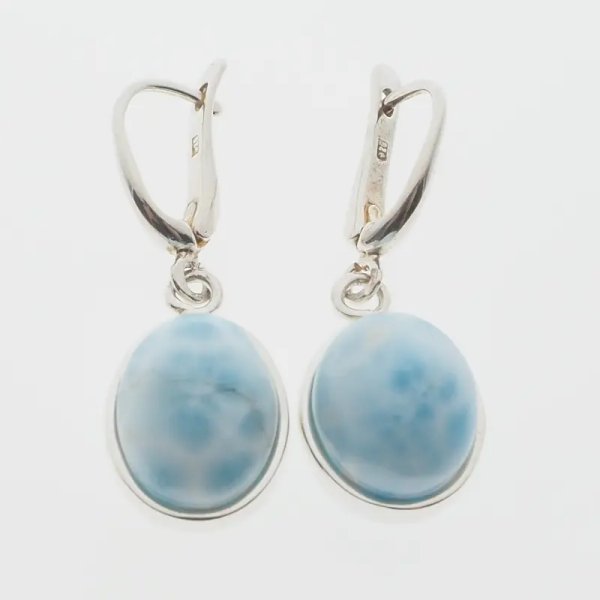 Larimar owalny w srebrze - kolczyki (2 warianty do wyboru)