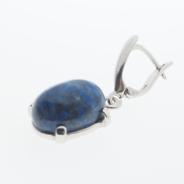 Lapis Lazuli i srebro rodowane - kolczyki owale