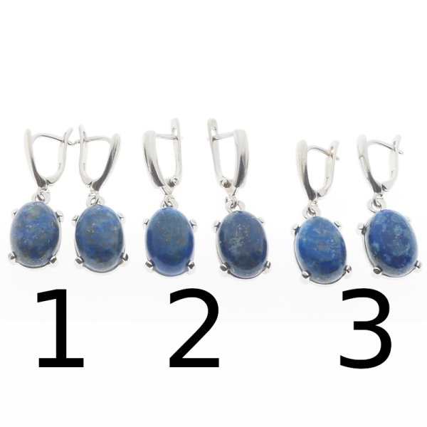 Lapis Lazuli i srebro rodowane - kolczyki owale